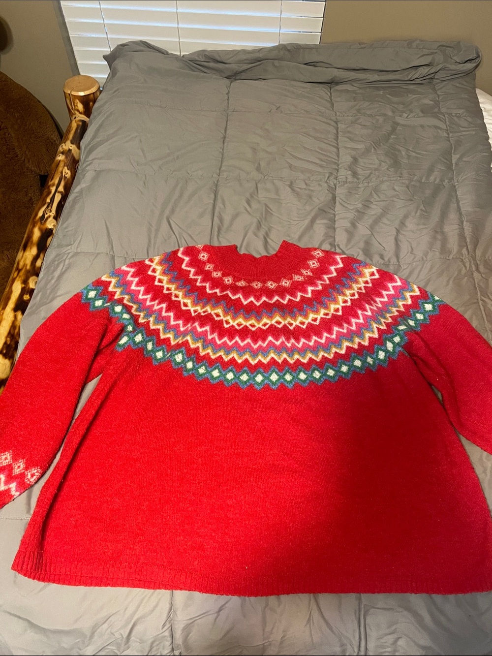 croft & barrow Red Fair Isle Scoopneck Sweater with Multicolor Yoke